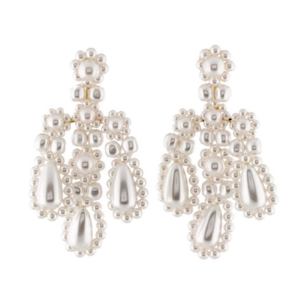 Sold Simone Rocha White Pearls Flower
Drop Earrings - Picture 1 of 4